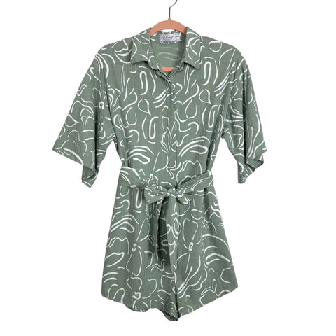 Petal + Pup Sage Belted Romper - Size XS