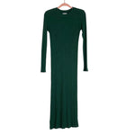 Velvet by Graham & Spencer Green Ribbed Sweater Back Slit Dress- Size S
