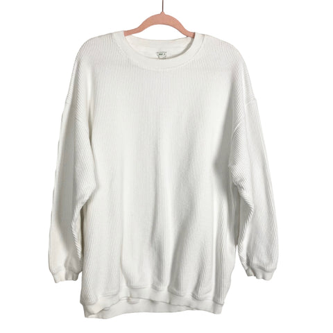 Aerie White Ribbed Sweatshirt- Size S