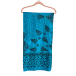 No Brand Blue and Black Printed Sheer Shawl/Scarf