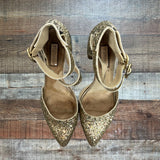 TOPSHOP Gold Glitter Closed Toe Sandals- Size 39