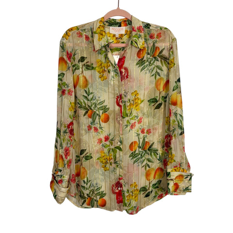 Rococo Sand Beige And Green Floral Katy Top NWT - Size XS (We Have Matching Skirt)