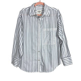 Abercrombie & Fitch White/Navy Striped Oversized Poplin Button Up NWT- Size S