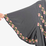 Jodifl Washed Black with Embroidered Flowers Faux Wrap Maxi Dress- Size L