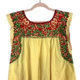 Mi Golondrina Yellow with Red/Green Embroidery Dress- Size L (see notes)