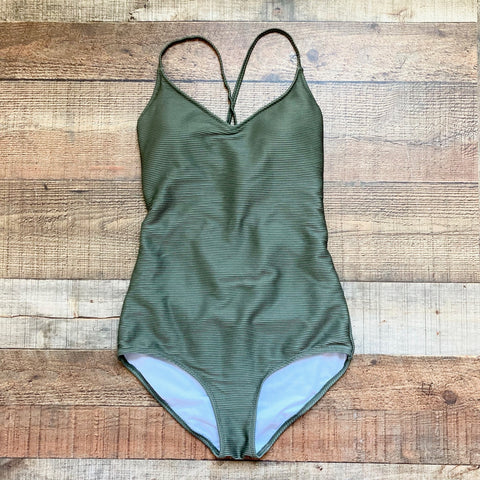 No Brand Green Ribbed Back Tie One Piece- Size S