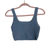 Babaton Blue Ribbed Cropped Knit Cami- Size S