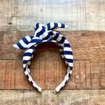 Benoit Missolin Navy/White Striped Canvas Bow Headband (see notes)