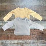 H&M Tan/Blue Ribbed Onesie Set - Size 3M