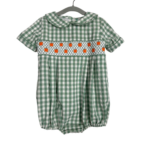 The Smocked Flamingo Green Gingham Pumpkin Outfit - Size 2T