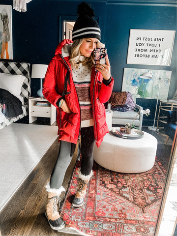 Orolay Red Hooded Duck Down Puffer Jacket- Size 2XS