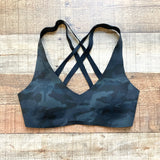 Lululemon Black Camo Print Strappy Back Bra- Size 4
