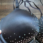 Victoria's Secret Black Rhinestone Studded Strappy Push Up Bra- Size 32DD (see notes)