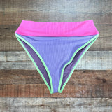 Beach Riot Periwinkle/Pink Color Block Ribbed Bikini Bottoms NWT- Size XL (we have matching top)