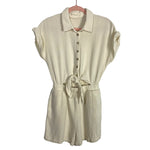 By Together Cream Muslin Cotton Front Cutout Romper- Size M (see notes)