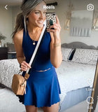 Attraco Navy Scalloped Tennis Skirt with Built In Shorts and Scalloped Tank Set- Size S (sold out online, sold as a set)