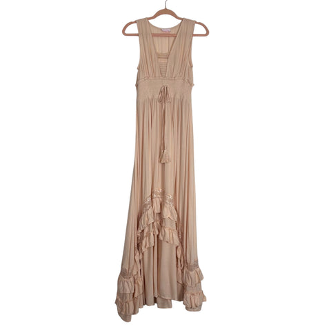 Pink Lily Lucky To Have You Taupe Sleeveless Hi/Low Maxi Dress - Size S (Sold Out Online)