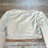 Cat & Jack Light Blue Hearts and Shimmery Sea Shell Rash Guard and Ruffle Bottoms Set- Size 3T (see notes, sold as a set)