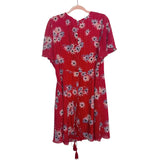 Madewell Red Floral Printed Wrap Dress- Size 16