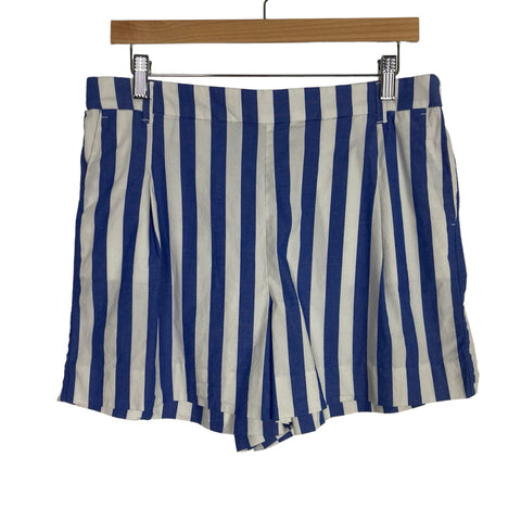 J. Crew Blue/White Striped Pull On Shorts- Size 12