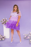 Ivy City Purple Ombre Beaded Tiered Tulle Sarah Dress- Size ~XL (sold out online, no size tag, fits like an extra large, sold out online)