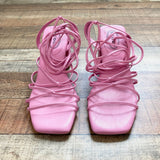 Scoop Pink Strappy Lace Up Block Heel Sandals- Size 7.5 (sold out online)