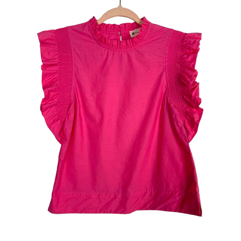 The Impeccable Pig Pink Ruffle Sleeve Top- Size S