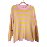No Brand Pink and Yellow Striped Open Knit Shorts Set- Size M (See Notes)