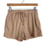 Ekouaer Light Brown Waffle Stitch V-Neck Top and Drawstring Shorts Set NWOT- Size S (see notes, sold as a set)