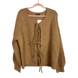 Pretty Garden Camel Tie Front Cardigan NWT- Size S
