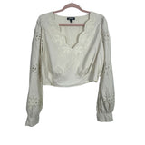 Express Cream Lined Embroidered and Eyelet Cropped Top- Size XL (we have matching skirt)