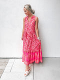 R. Vivimos Red and Pink Floral Button Up Dress- Size M 8/10 (sold out online)