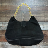 J Crew Black Suede Leather Gold Chain Bag with Dust Bag NWT