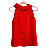 Sail to Sable Red Navy Trim Button Back Cowl Neck Top- Size L