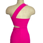 Lulu's Hot Pink Textured Knit One Shoulder with Side Cut Out Mini Dress- Size XS