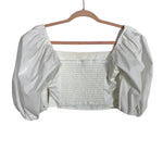 Abercrombie & Fitch White Puff Sleeve Crop Top - Size S (See Notes)
