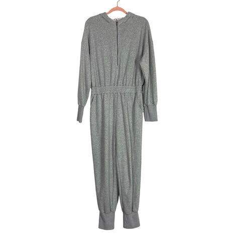 Caracilia Heather Gray Half Zip Hooded Sweatsuit Jumpsuit-Size L (see notes)