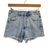 Pink Lily Light Wash Raw Hem Jean Shorts- Size 25