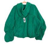 Free People Green Faux Fur Hooded Pullover- Size XS