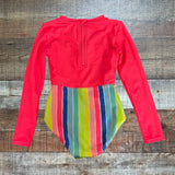 Cat & Jack Neon Coral and Rainbow Stripes Back Zip Swimsuit- Size S 6/6X (see notes, we have matching swimsuit)