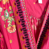 By A+nthropologie Pink Floral Belted Dress with Beaded Trim- Size 1X (sold out online)