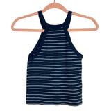 The Work Shop Navy and White Striped Racerback Tank- Size S/M