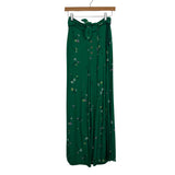 Free People Green Floral Printed Belted Wide Leg Pants- Size 0