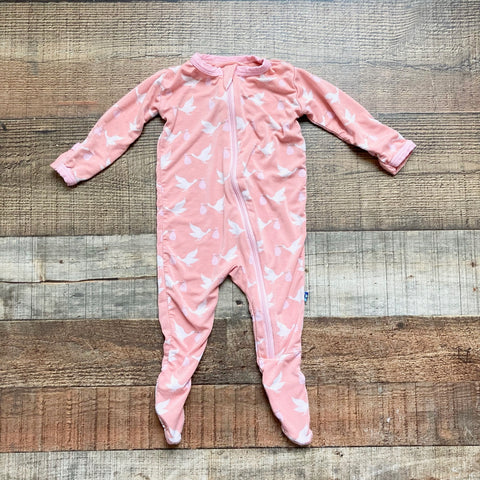 Kickee Pants Peach Storks Zip Up Footie Outfit- Size 3-6M