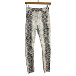 Zara Woman Premium Denim Collection White/Black Snakeskin Print Raw Hem Jeans- Size 2 (Inseam 26.5”)