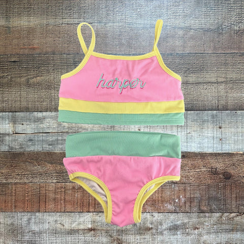Maxwell Monograms Multicolor Harper 2 Piece Swimsuit - Size 3T (See Notes)