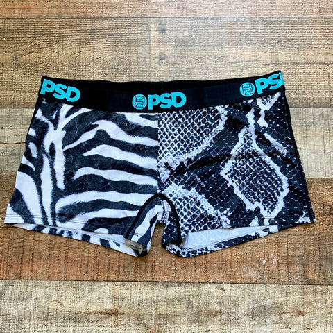 PSD Black/White Snakeskin and Animal Print Color Block Boy Shorts Underwear NWT- Size XL