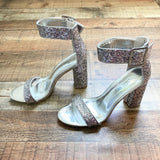 Shoe Land Silver Ankle Strap High Heel Sandals- Size 7.5