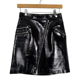 Zara Woman Black Front Zip Faux Leather Skirt - Size XS