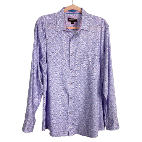Johnston & Murphy Men’s Purple/Teal/White Pattern Dress Shirt- Size L